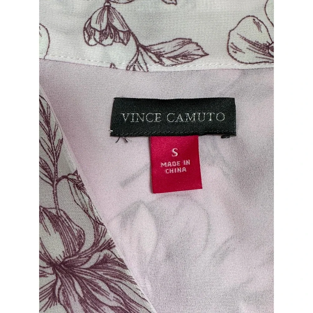 Vince Camuto Top Womens Small Ice Pink Floral Beauty Button Tie Front Spring NWT